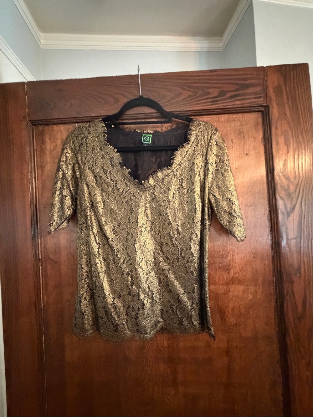 C. Wonder Gold Lace V-Neck Blouse